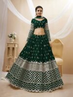 Green Color Georgette Fabric Sequence Work Lehenga