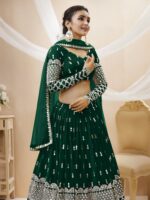 Green Color Georgette Fabric Sequence Work Lehenga