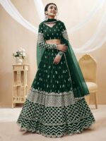 Green Color Georgette Fabric Sequence Work Lehenga