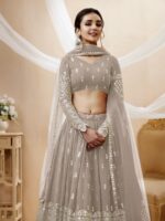 Grey Color Georgette Fabric Sequence Work Lehenga