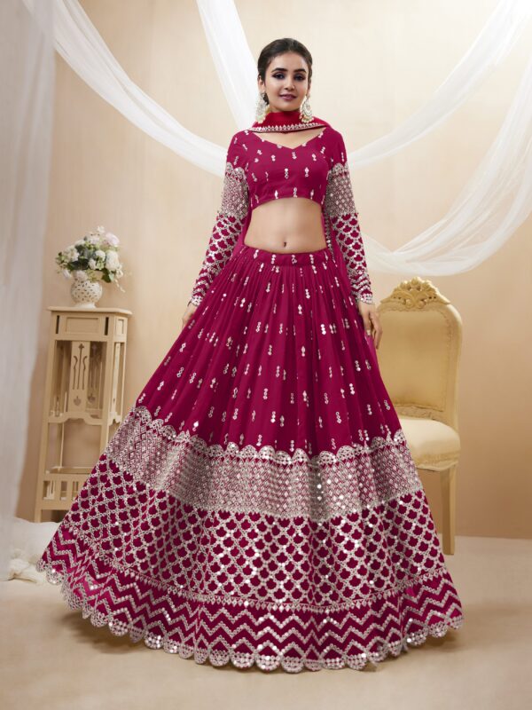 Hot Pink Color Georgette Fabric Sequence Work Lehenga