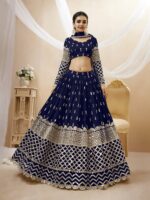 Navy Blue Color Georgette Fabric Sequence Work Lehenga