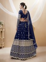 Navy Blue Color Georgette Fabric Sequence Work Lehenga