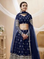 Navy Blue Color Georgette Fabric Sequence Work Lehenga
