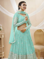 Sky Blue Color Georgette Fabric Sequence Work Lehenga