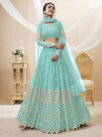 Sky Blue Color Georgette Fabric Sequence Work Lehenga