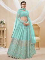 Sky Blue Color Georgette Fabric Sequence Work Lehenga