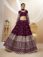 Wine Color Georgette Fabric Sequence Work Lehenga