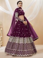 Wine Color Georgette Fabric Sequence Work Lehenga