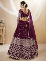 Wine Color Georgette Fabric Sequence Work Lehenga