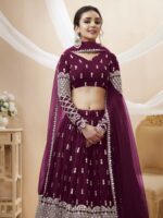 Wine Color Georgette Fabric Sequence Work Lehenga