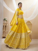 Yellow Color Georgette Fabric Sequence Work Lehenga