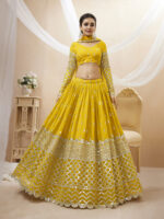 Yellow Color Georgette Fabric Sequence Work Lehenga