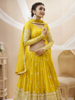 Yellow Color Georgette Fabric Sequence Work Lehenga