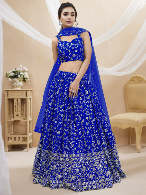 Blue Color Georgette Fabric Sequence Work Lehenga