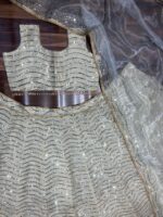 Gold Color Organza Silk Fabric Sequence Work Lehenga