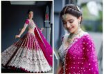 Pink Heavy Butterfly Net Beautiful Embroidery Work Bridal Lehenga