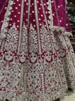 Pink Heavy Butterfly Net Beautiful Embroidery Work Bridal Lehenga