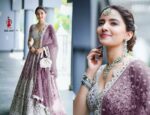 Purple Heavy Butterfly Net Beautiful Embroidery Work Bridal Lehenga