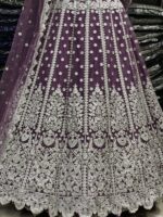 Purple Heavy Butterfly Net Beautiful Embroidery Work Bridal Lehenga