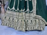 Green Color Faux Georgette Fabric Sequence With Thread Work Lehenga Choli