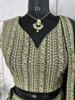 Green Color Faux Georgette Fabric Sequence With Thread Work Lehenga Choli