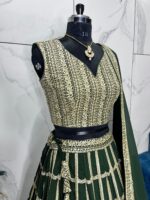 Green Color Faux Georgette Fabric Sequence With Thread Work Lehenga Choli