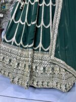 Green Color Faux Georgette Fabric Sequence With Thread Work Lehenga Choli