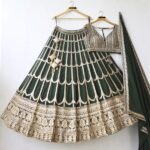 Green Color Faux Georgette Fabric Sequence With Thread Work Lehenga Choli