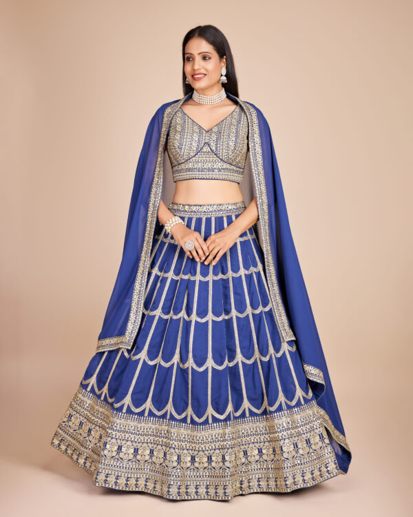 Light Blue Color Faux Georgette Fabric Sequence With Thread Work Lehenga Choli