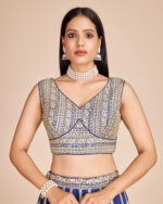 Light Blue Color Faux Georgette Fabric Sequence With Thread Work Lehenga Choli