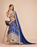 Light Blue Color Faux Georgette Fabric Sequence With Thread Work Lehenga Choli