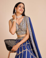 Light Blue Color Faux Georgette Fabric Sequence With Thread Work Lehenga Choli