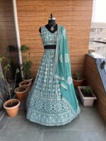 Mint Green Color Faux Georgette Fabric Sequence With Thread Work Lehenga Choli