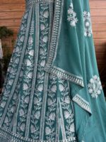 Mint Green Color Faux Georgette Fabric Sequence With Thread Work Lehenga Choli