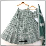 Mint Green Color Faux Georgette Fabric Sequence With Thread Work Lehenga Choli