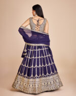 Navy Blue Color Faux Georgette Fabric Sequence With Thread Work Lehenga Choli