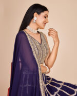 Navy Blue Color Faux Georgette Fabric Sequence With Thread Work Lehenga Choli