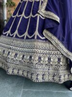 Navy Blue Color Faux Georgette Fabric Sequence With Thread Work Lehenga Choli