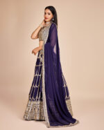 Navy Blue Color Faux Georgette Fabric Sequence With Thread Work Lehenga Choli
