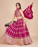 Rani Pink Color Faux Georgette Fabric Sequence With Thread Work Lehenga Choli