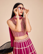 Rani Pink Color Faux Georgette Fabric Sequence With Thread Work Lehenga Choli