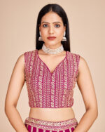 Rani Pink Color Faux Georgette Fabric Sequence With Thread Work Lehenga Choli