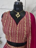 Rani Pink Color Faux Georgette Fabric Sequence With Thread Work Lehenga Choli