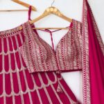 Rani Pink Color Faux Georgette Fabric Sequence With Thread Work Lehenga Choli