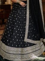 Black Color Faux Georgette Fabric Sequence Thread Work Lehenga Choli