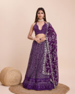 Purple Color Faux Georgette Fabric Sequence Thread Work Lehenga Choli