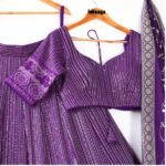 Purple Color Faux Georgette Fabric Sequence Thread Work Lehenga Choli