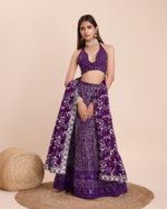 Purple Color Faux Georgette Fabric Sequence Thread Work Lehenga Choli