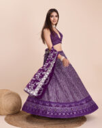 Purple Color Faux Georgette Fabric Sequence Thread Work Lehenga Choli